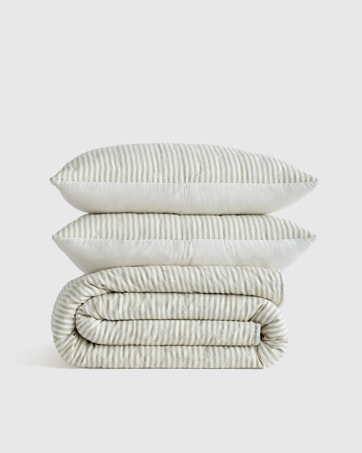 European Linen Patterned Quilt Set - Twin / Willowleaf Gingham