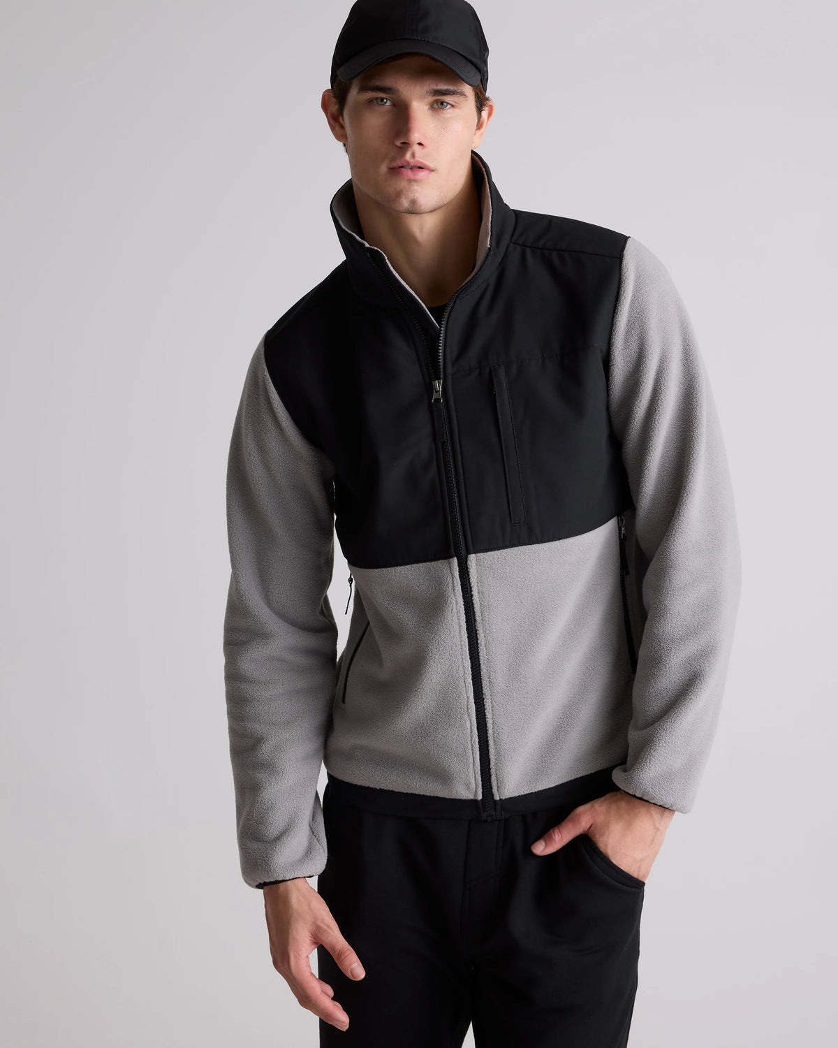 Polar Fleece Full-Zip Jacket - S / Gravel/Bold Black