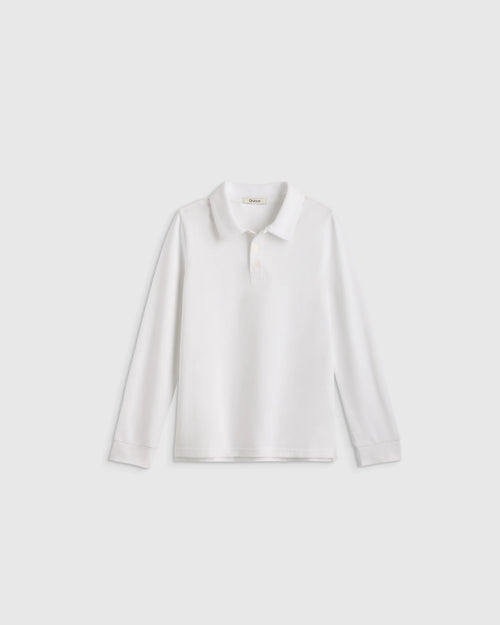 Organic Cotton Long Sleeve Pique Polo - 2T / White