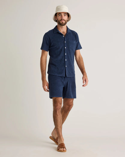 100% Organic Cotton Terry Towel Shorts - 6.5" - S / Deep Navy