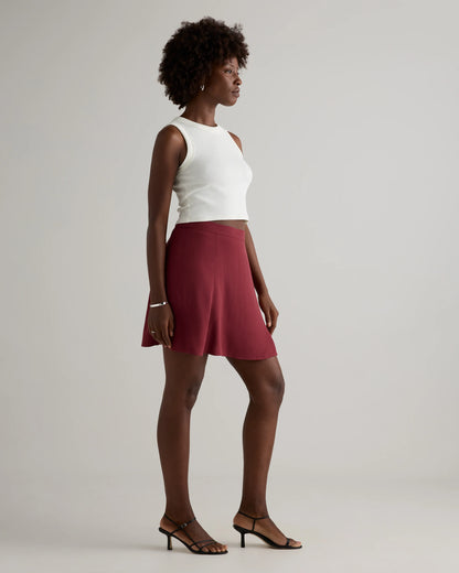 Lightweight Crepe A-Line Mini Skirt - XS / Moonstone Blue