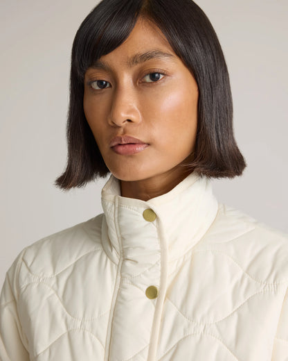 Featherless Quilted Long Puffer Jacket - XS / Silken White