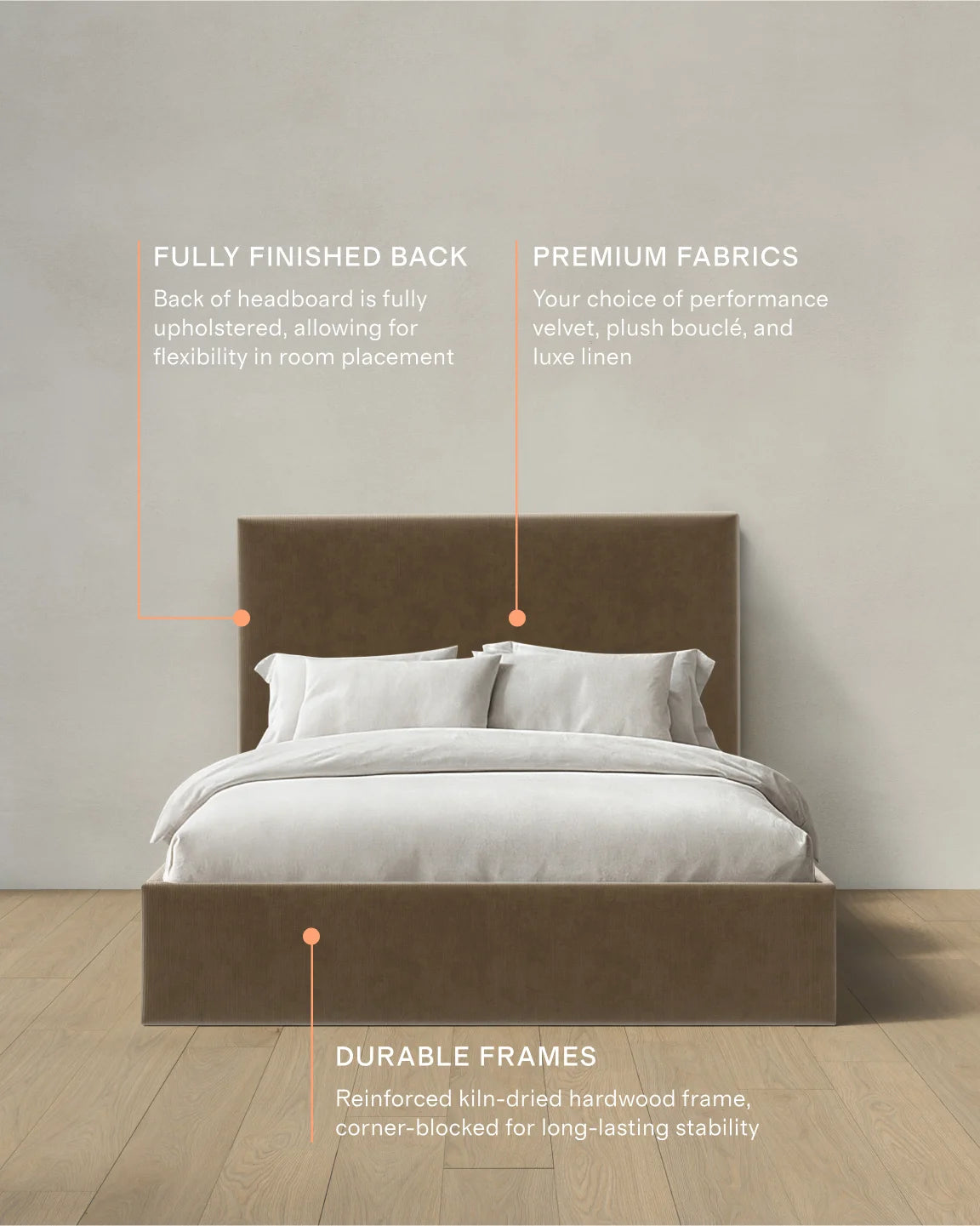 Square Bed in Performance Velvet - Full / Butterscotch