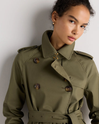 Comfort Stretch Long Trench Coat - XS / Dark Khaki