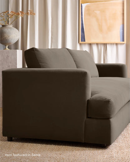 Sierra Curved Arm L Sectional in Performance Velvet - Right Arm / Sable