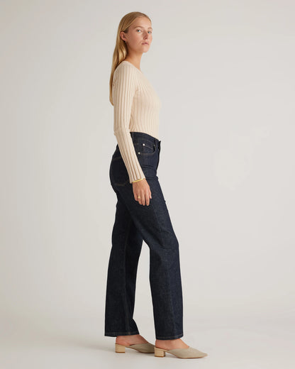 Cotton Cashmere Ribbed Long Sleeve Sweater - XS / Sugar Stone