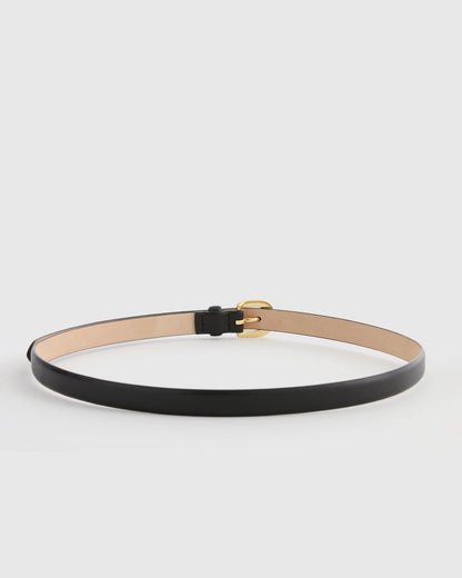 Sofia European Leather Skinny Belt - XS / Black