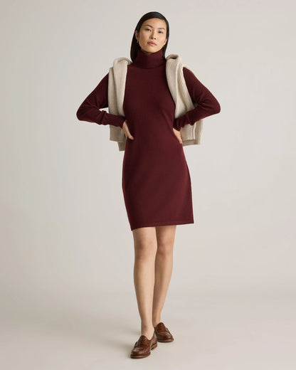 Mongolian Cashmere Turtleneck Sweater Dress - XS / Moss