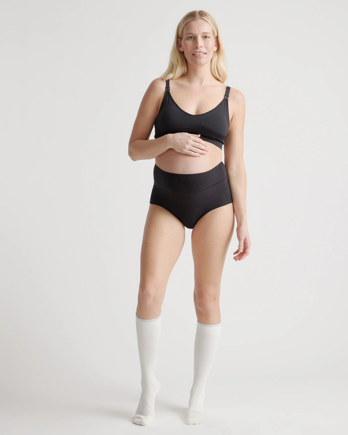Recycled Maternity Compression Socks 3-Pack - L / White/Black/Grey