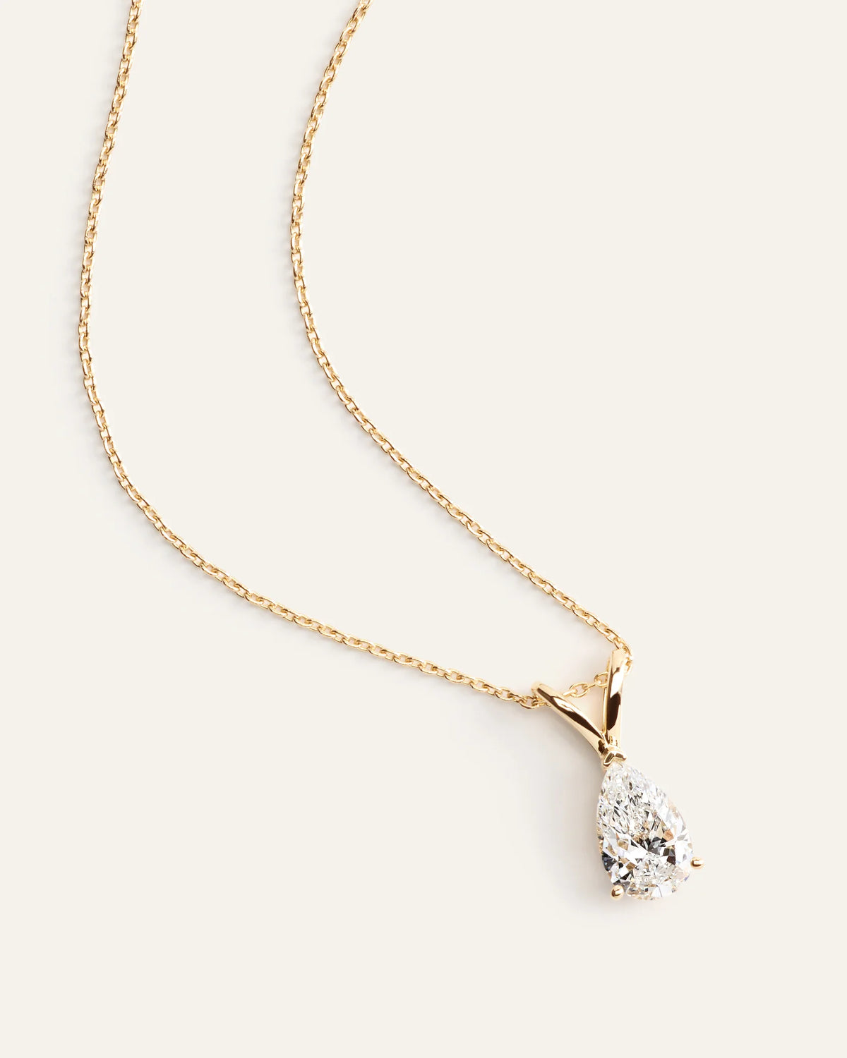 14K Gold Lab Grown Diamond Pear Solitaire Necklace - 1ctw - One Size / Yellow Gold