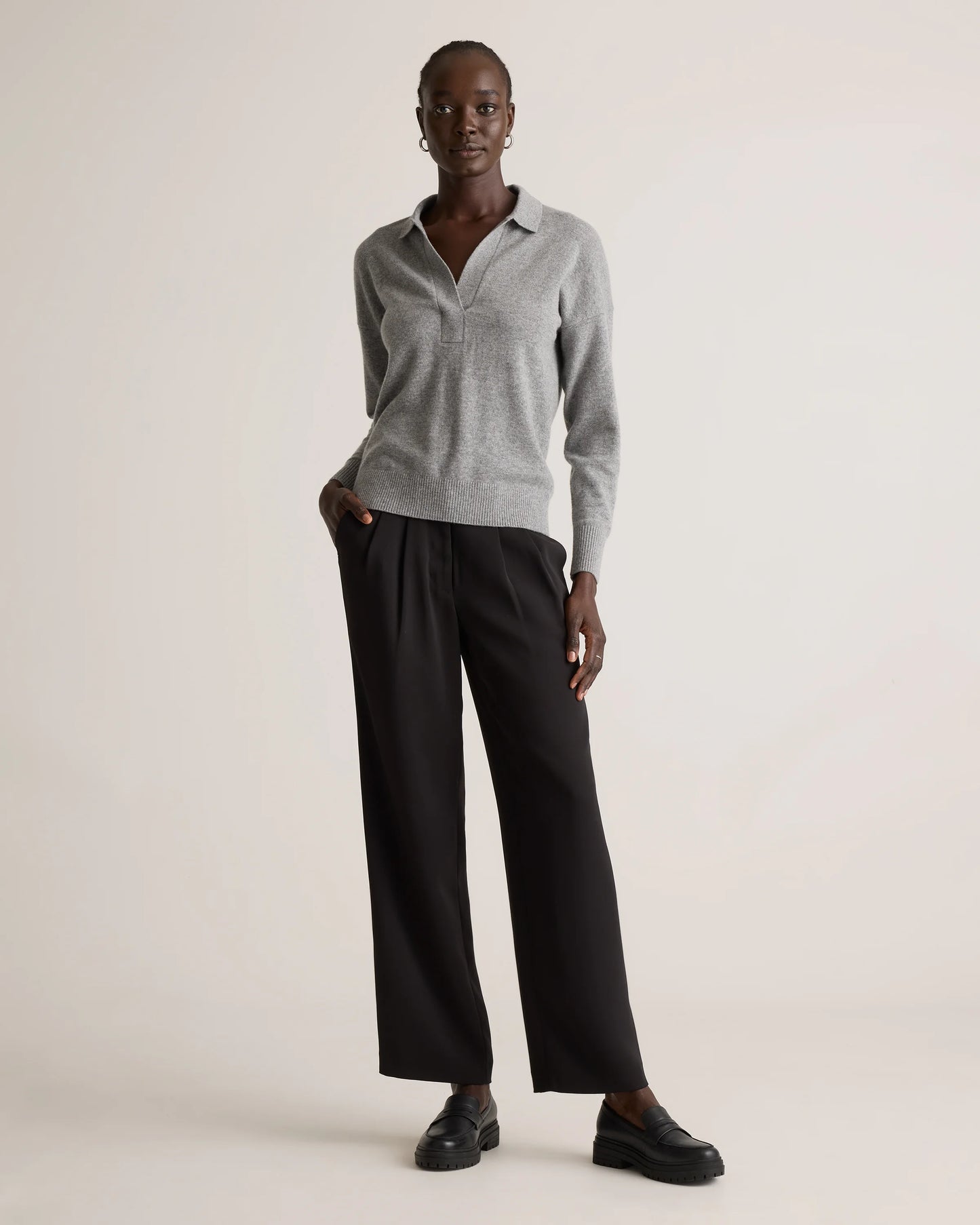 Mongolian Cashmere Polo Sweater - XS / Pale Custard Yellow