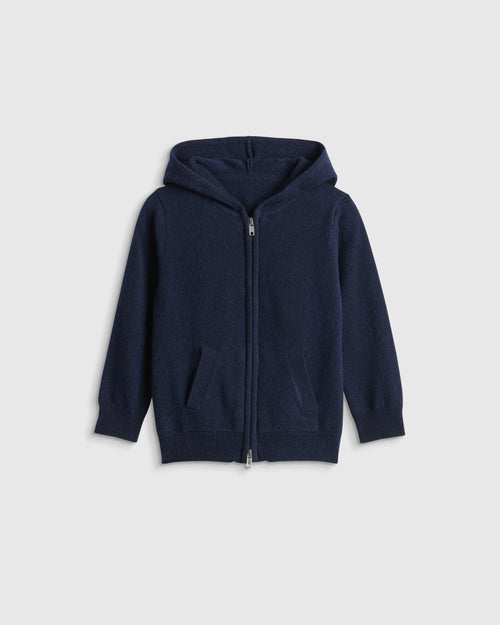 Washable Cashmere Full Zip Hoodie - 2T / True Navy
