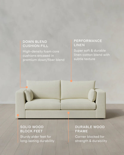 Oasis Sofa in Performance Linen - 7ft / Pearl