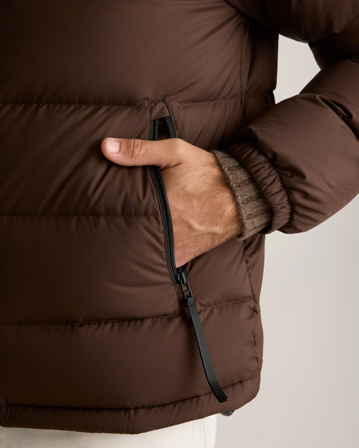 Responsible Down Puffer Jacket with Hood - S / Hot Fudge
