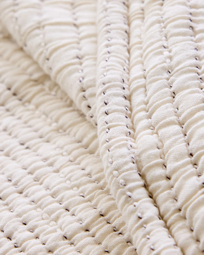 Organic Cotton Channel Stitch Coverlet - Twin / Coral Pink