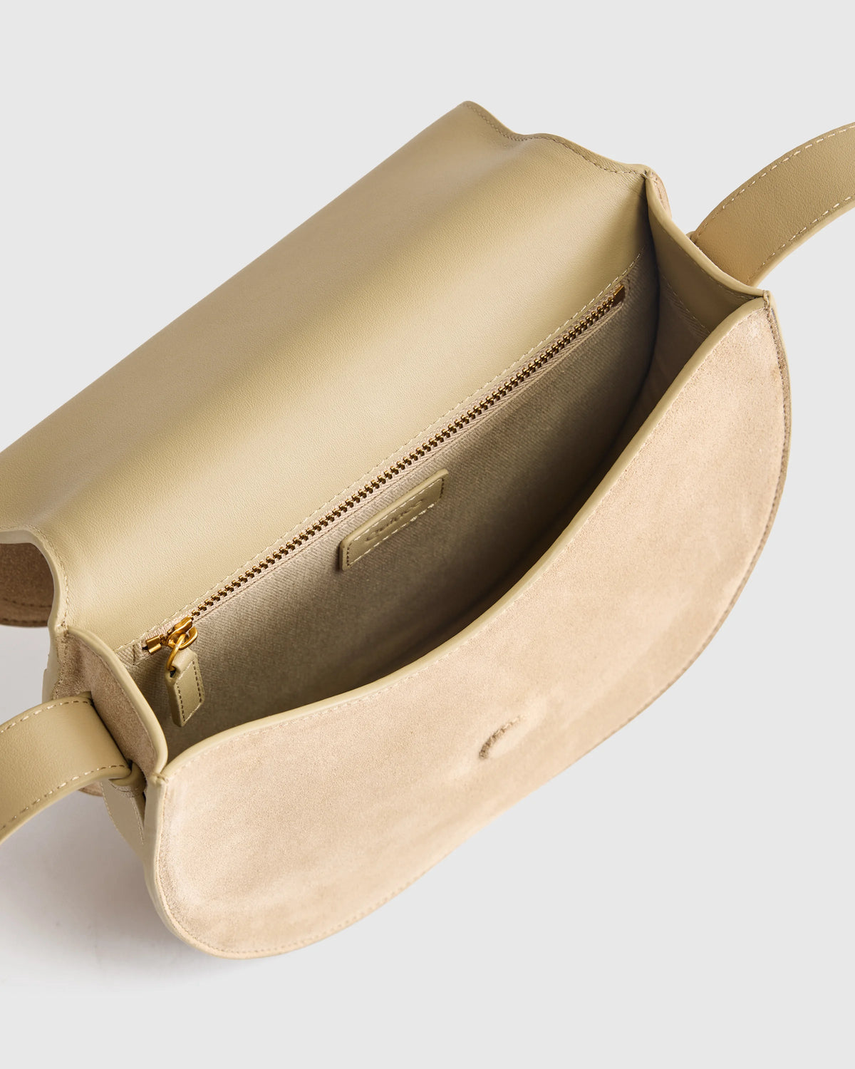 Italian Suede Saddle Bag - One Size / Pebble