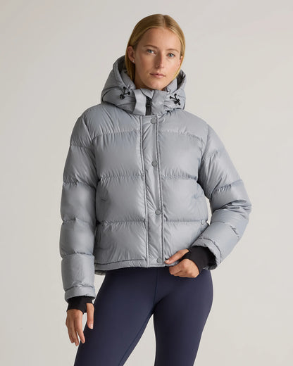 Responsible Down Cropped Puffer Jacket - XS / Shiny Black