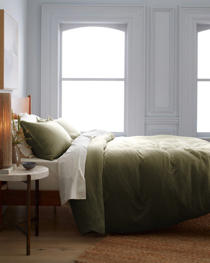Organic Cotton Gauze Duvet Cover Set - Twin / Dried Sage
