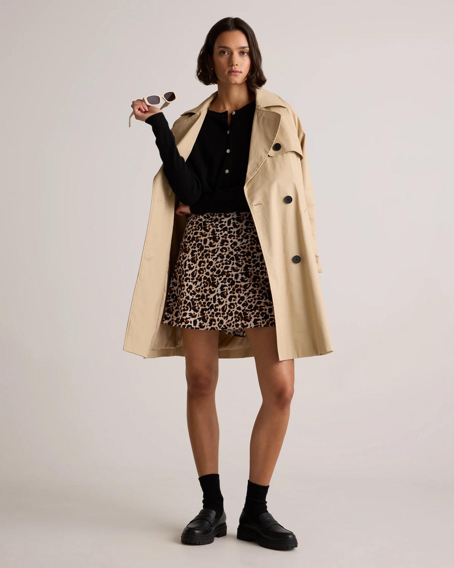 100% Washable Silk Mini Skirt - XS / Champagne