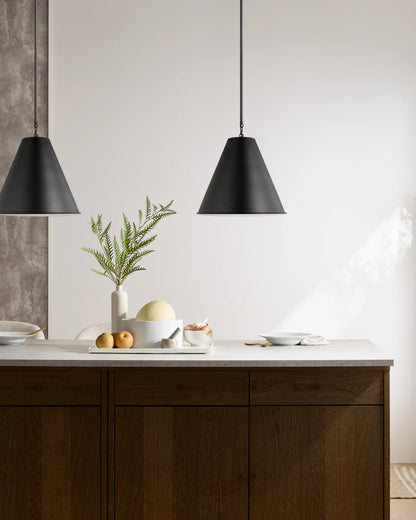 Tapered Steel Shade Pendant Light - One Size / Brass