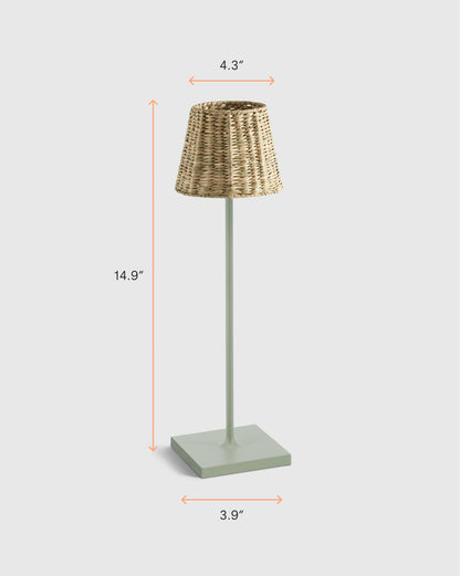Poldina Pro Rechargeable Table Lamp with Seagrass Shade by Zafferano - Regular / White