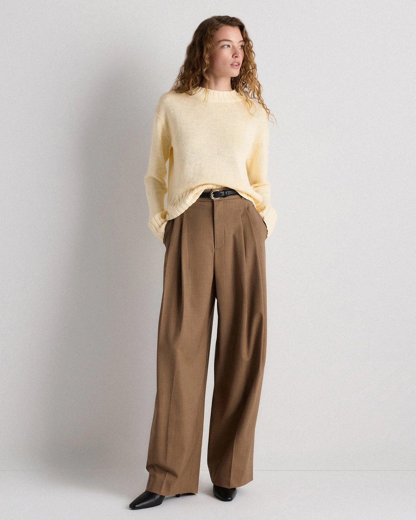 Cotton Linen Relaxed Crew Sweater - XS / Canyon Burnt Orange