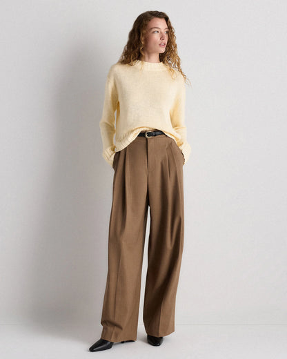 Cotton Linen Relaxed Crew Sweater - XS / Canyon Burnt Orange