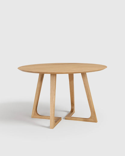Solid Wood Midcentury Round Dining Table - One Size / Brown Walnut
