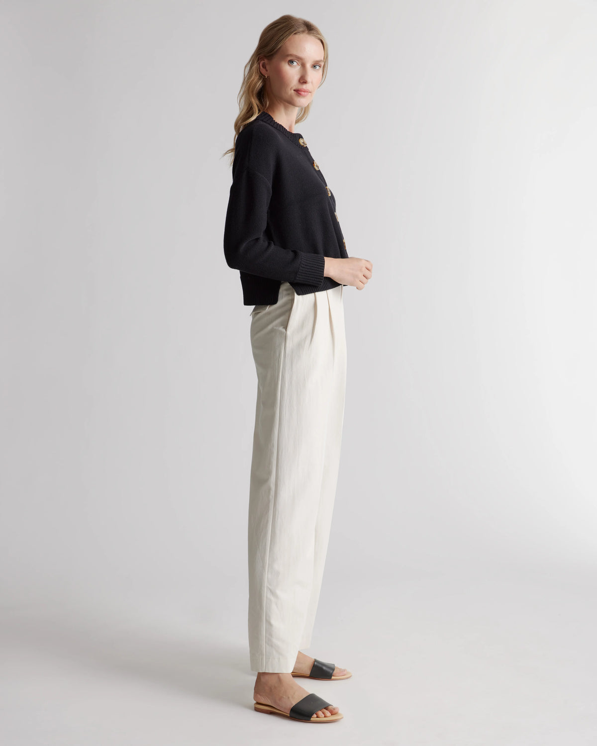 100% Organic Cotton Cropped Cardigan - XS / Heather Brown