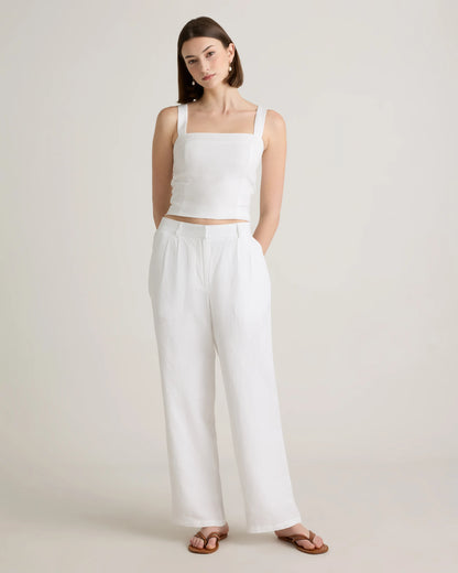 100% European Linen Pleated Trouser - 6 / Deep Navy