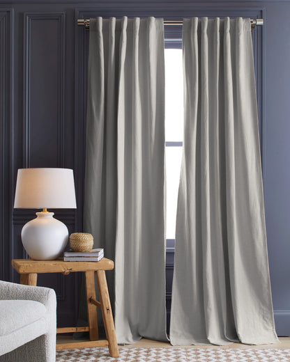 Cotton Slub Room Darkening Curtain - Single Panel - 48x84 / White