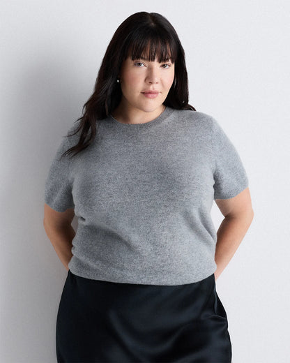 Mongolian Cashmere Tee - 1X / Heather Vintage Pink
