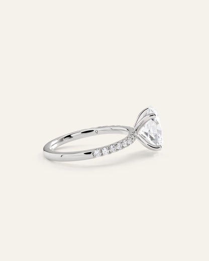 Lab Grown Diamond Oval Petite Pave Engagement Ring - 2ct - 4 / Yellow Gold