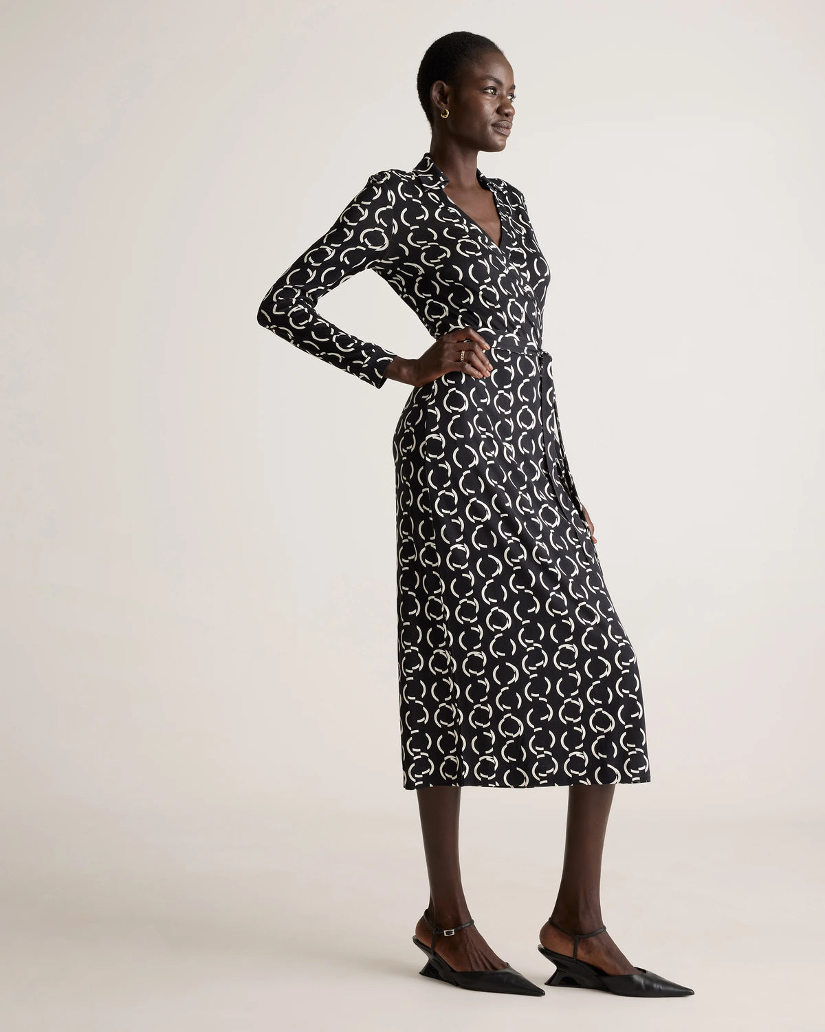 100% Silk Jersey Midi Wrap Dress - XS / Crimson Prism