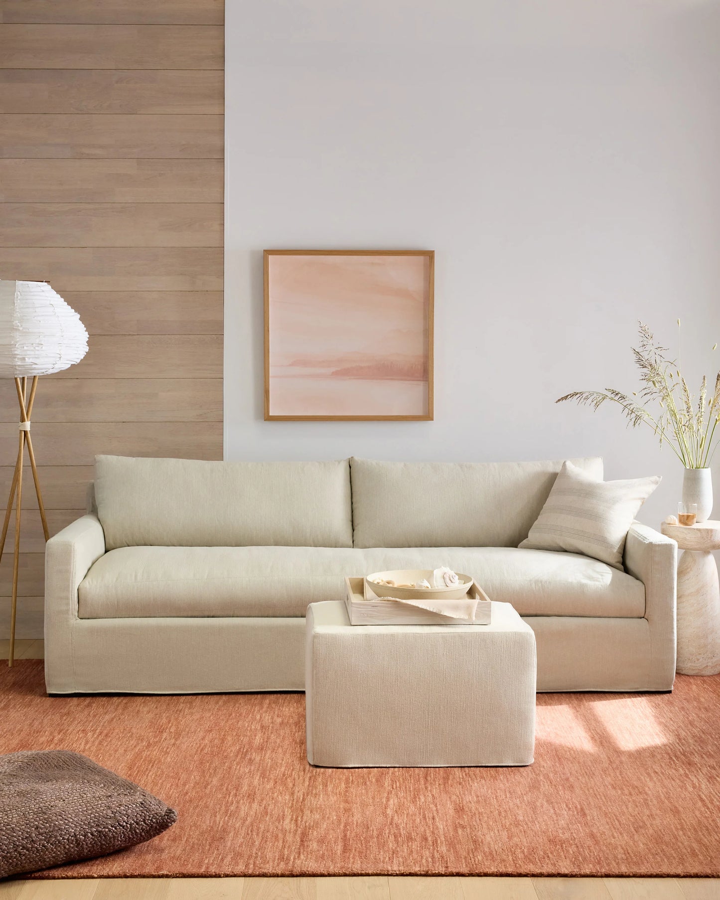Ellery Slipcover Sofa in Performance Linen - 7ft / Sand