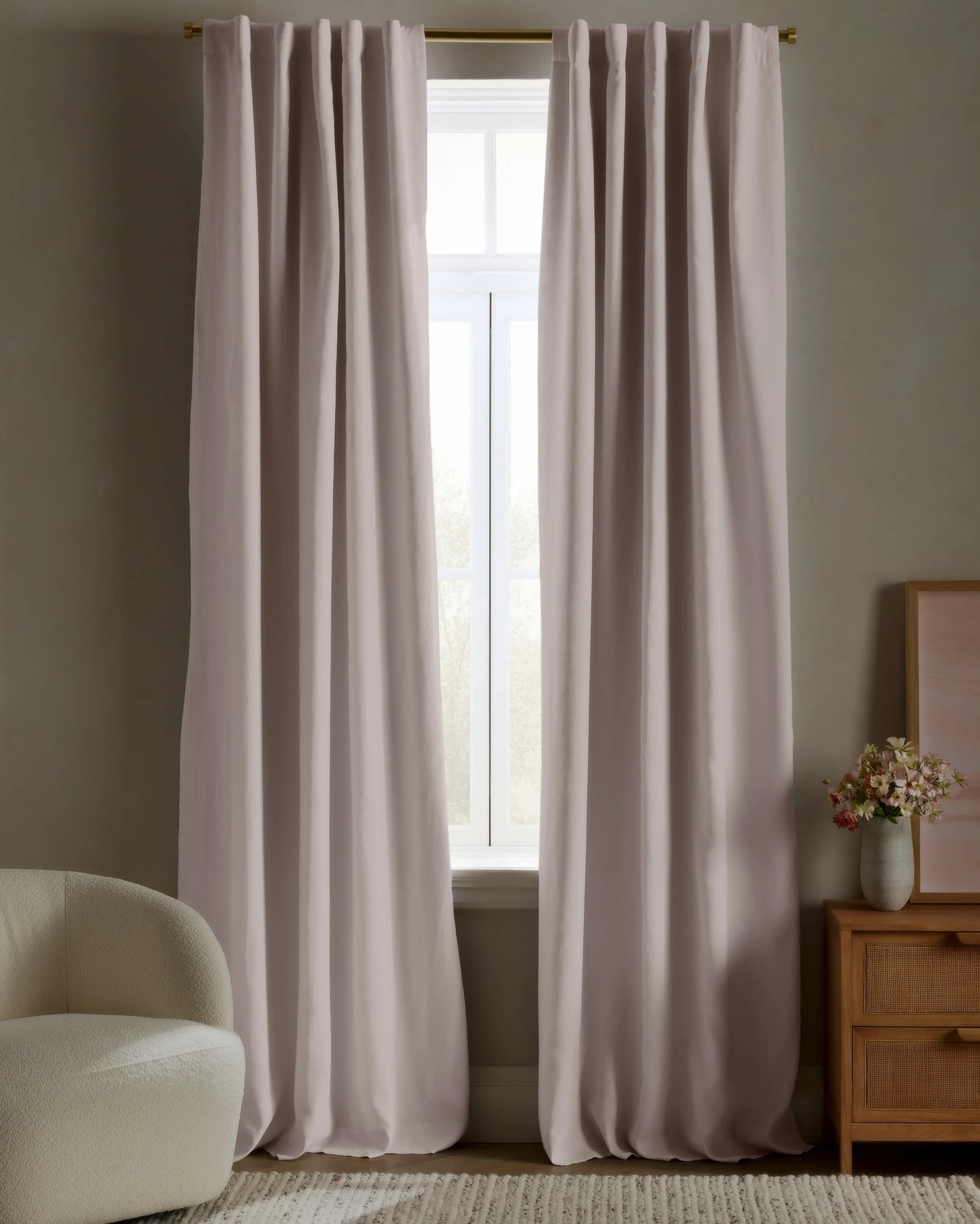 European Linen True Blackout Curtain - Single Panel - 48x84 / White