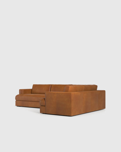 Sierra Curved Arm L Sectional in Leather - Right Arm / Auburn
