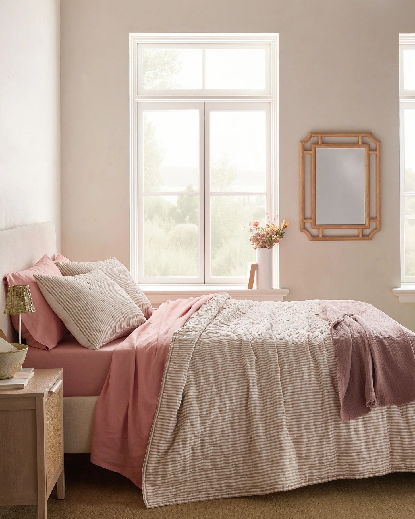 European Linen Patterned Quilt Set - Twin / Willowleaf Gingham