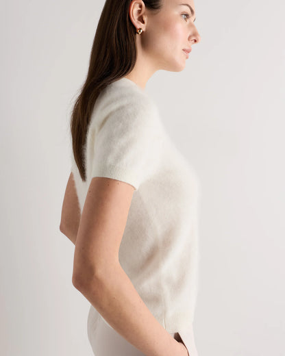 Women's Brushed Cashmere Tee - XS / Ivory