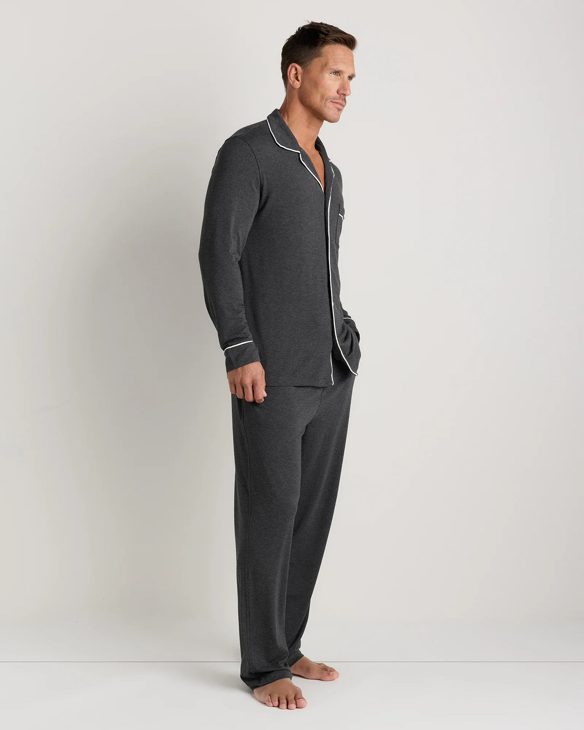 Bamboo Jersey Long Sleeve Pajama Set - S / Deep Navy