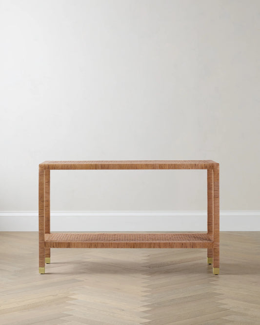Handwoven Rattan Console Table - One Size / Natural