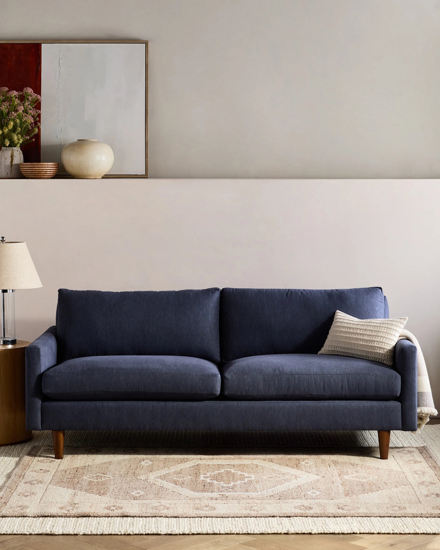Atlas Midcentury Sofa in Performance Basketweave - 6ft / Navy