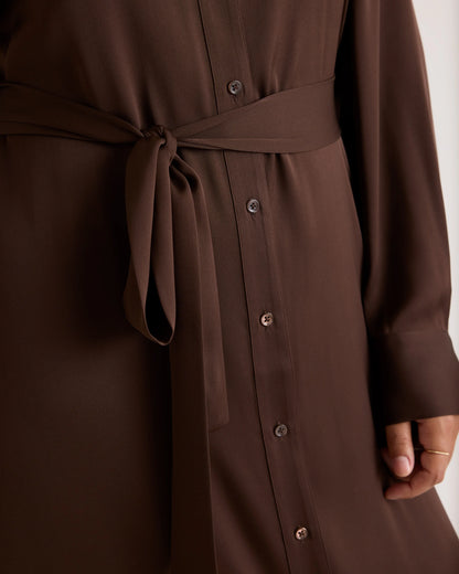 Washable Stretch Silk Maxi Shirt Dress - XS / Moonstone Blue