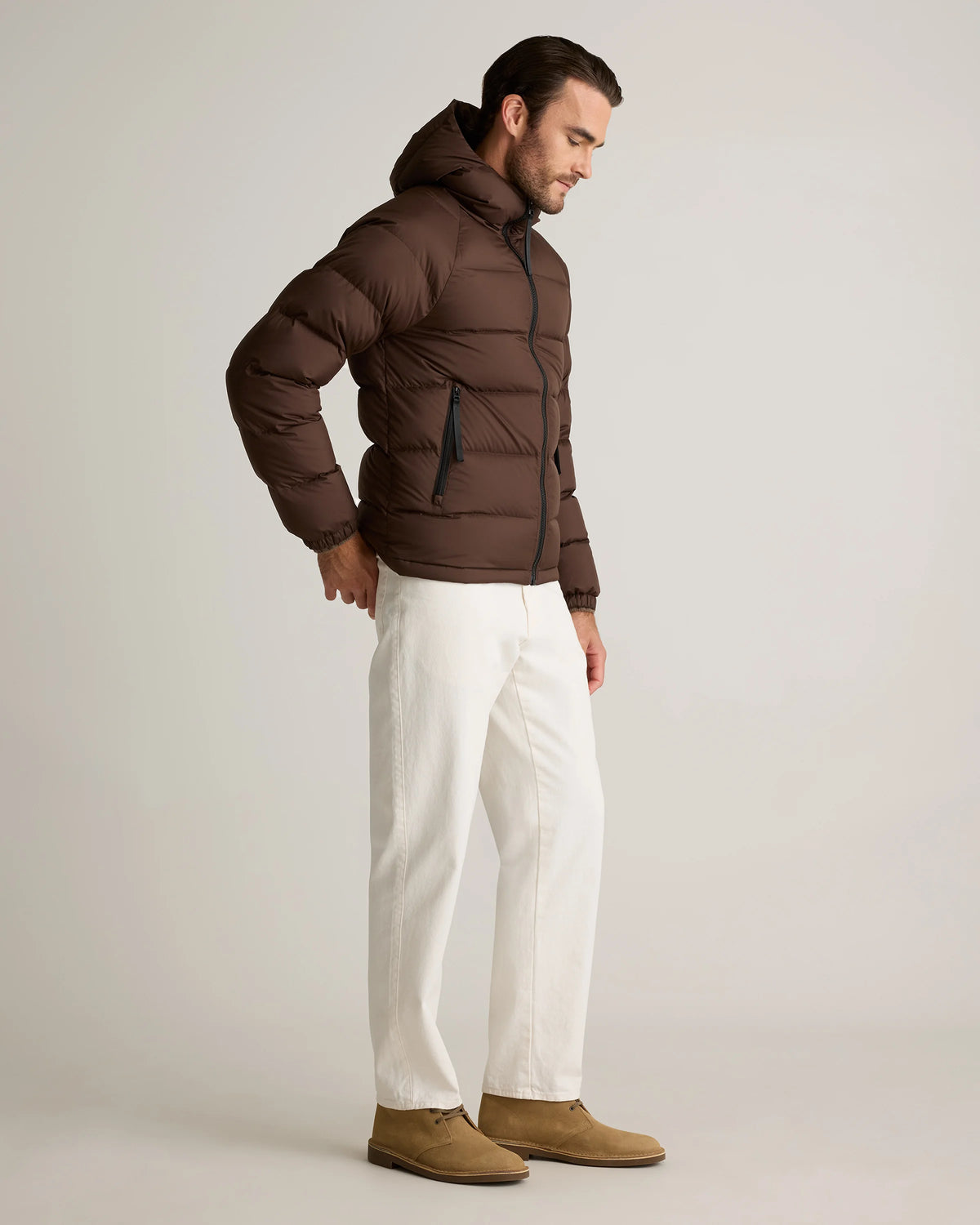 Responsible Down Puffer Jacket with Hood - S / Hot Fudge
