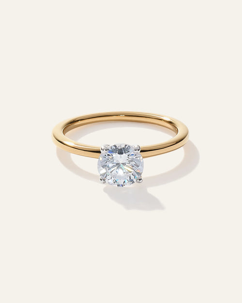 Lab Grown Diamond Round Petite Classic Engagement Ring - 4 / Yellow Gold