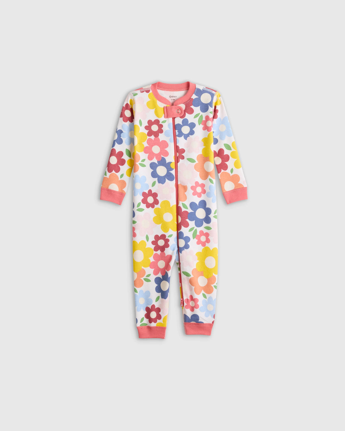 100% Organic Cotton One Piece Pajama - 0-3M / Navy Stripe