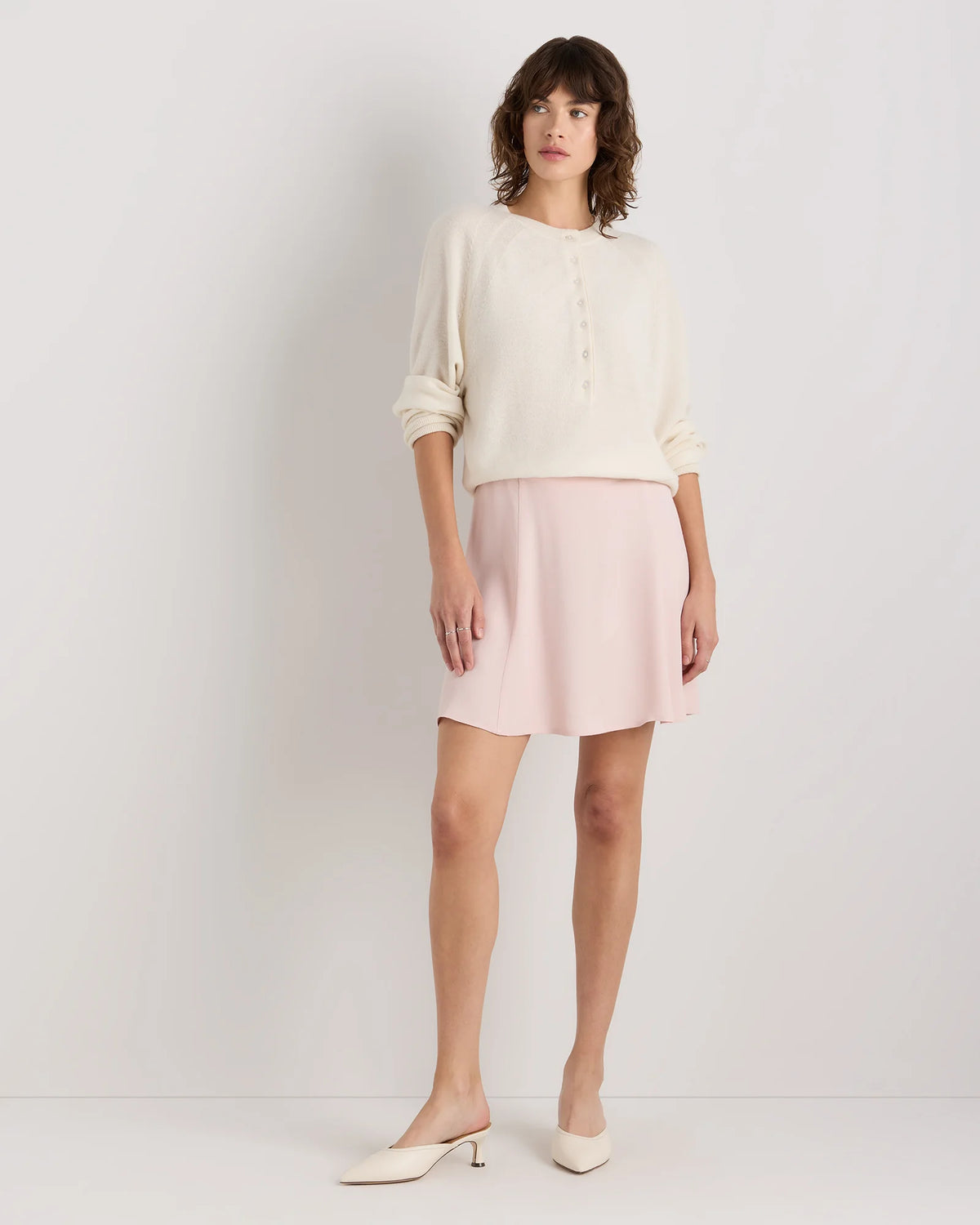 Lightweight Crepe A-Line Mini Skirt - XS / Moonstone Blue