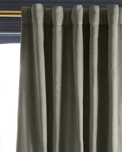Cotton Velvet Curtain - Single Panel - 48x84 / Ivory