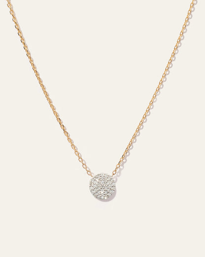 14K Gold Diamond Pave Disc Necklace - One Size / Yellow Gold