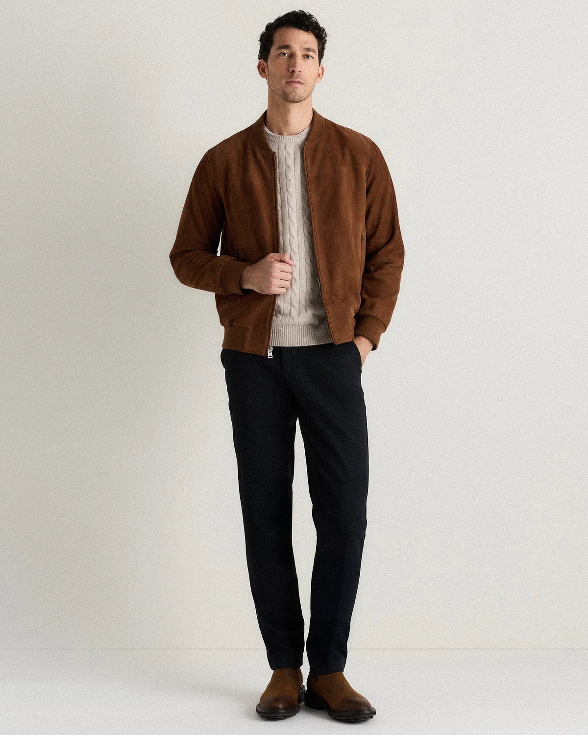 100% Suede Bomber Jacket - XS / True Black